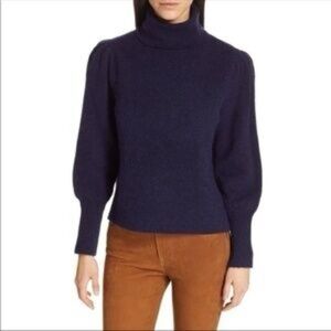Frame Denim Merino Wool Blend Turtleneck Sweater- Navy 
Size XS